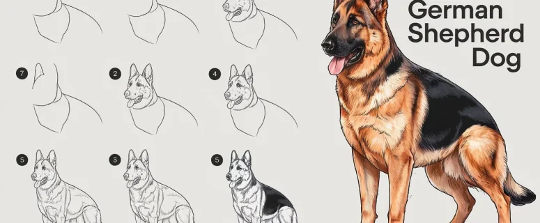 How to Draw a German Shepherd Dog